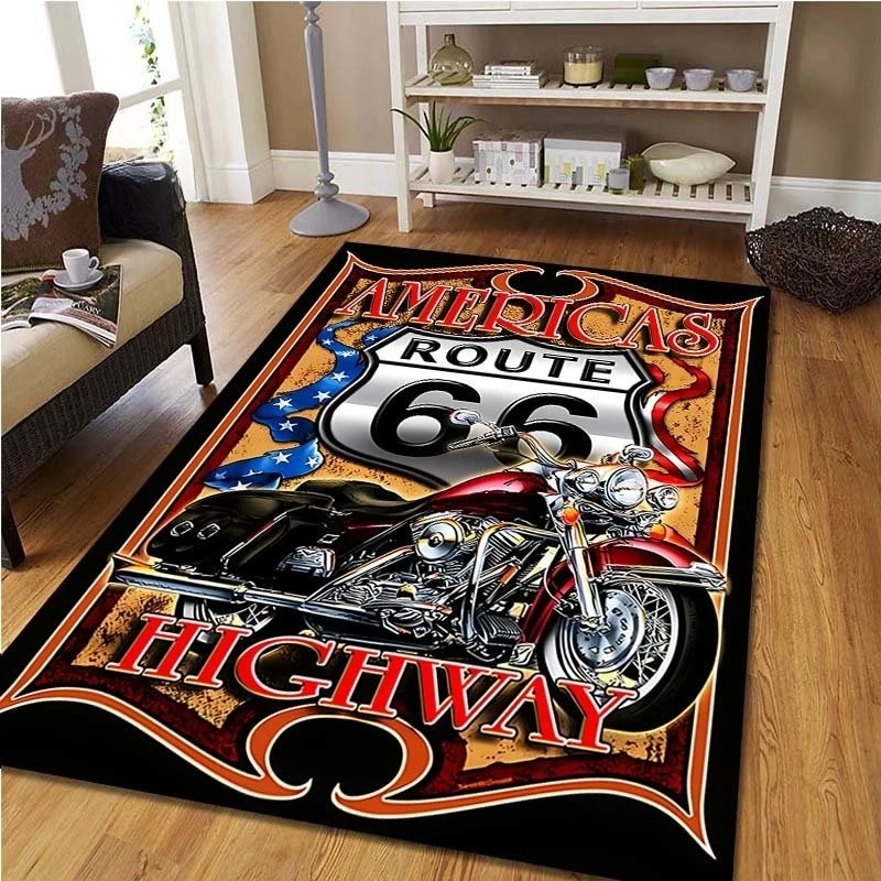 Commercial Kitchen Non Slip Flooring - Route 66 Tappeto vintage per moto